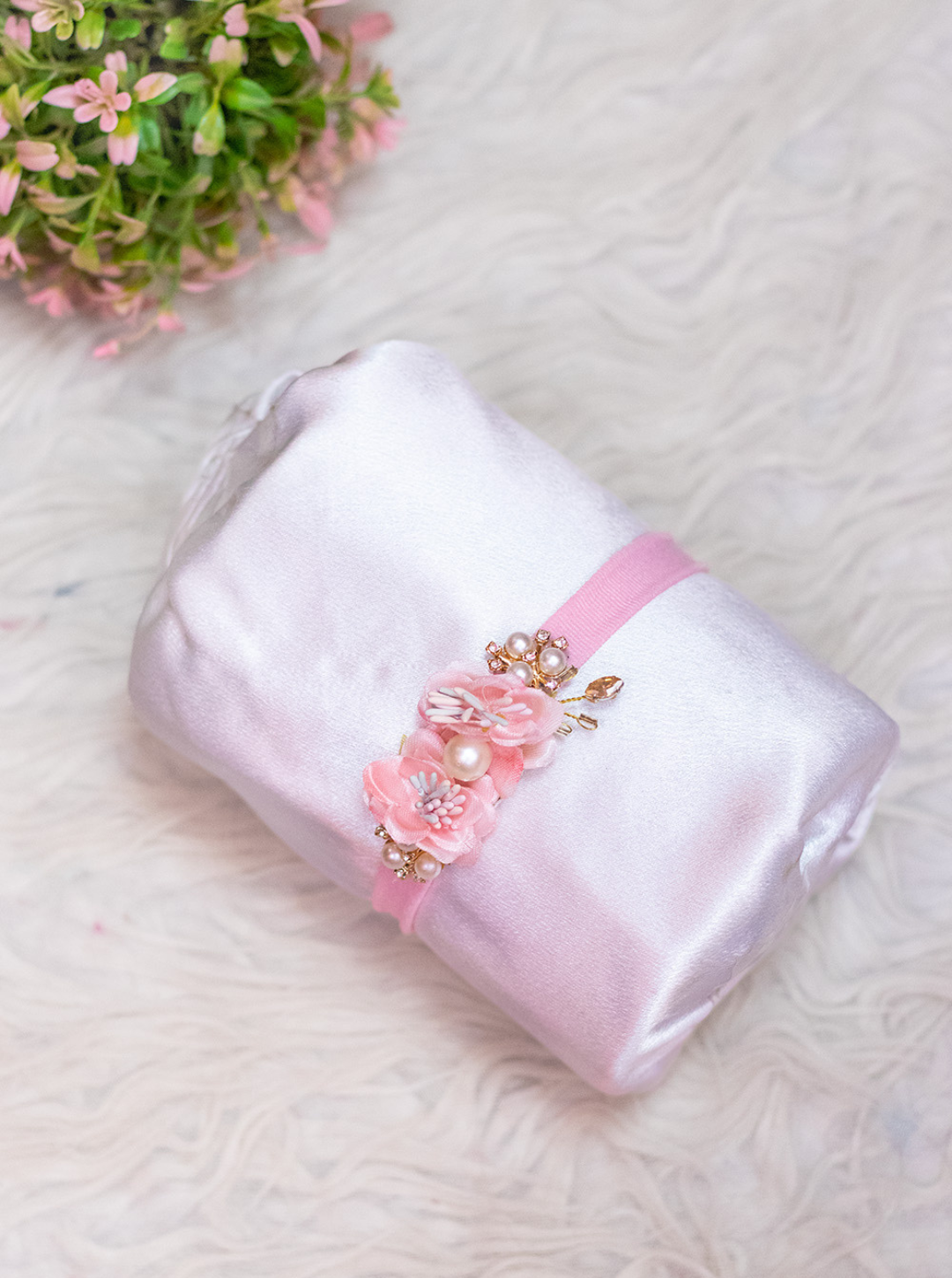 Pastel Pink Floral Beaded Hairband for Girls