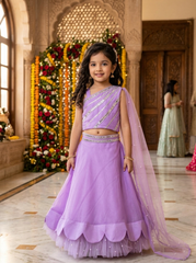 Lavender Stylish Skirt Top Set