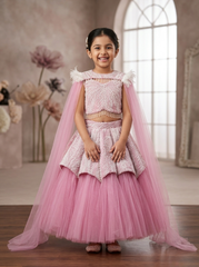 Blossom Pearl Tulle Lehenga for Girls