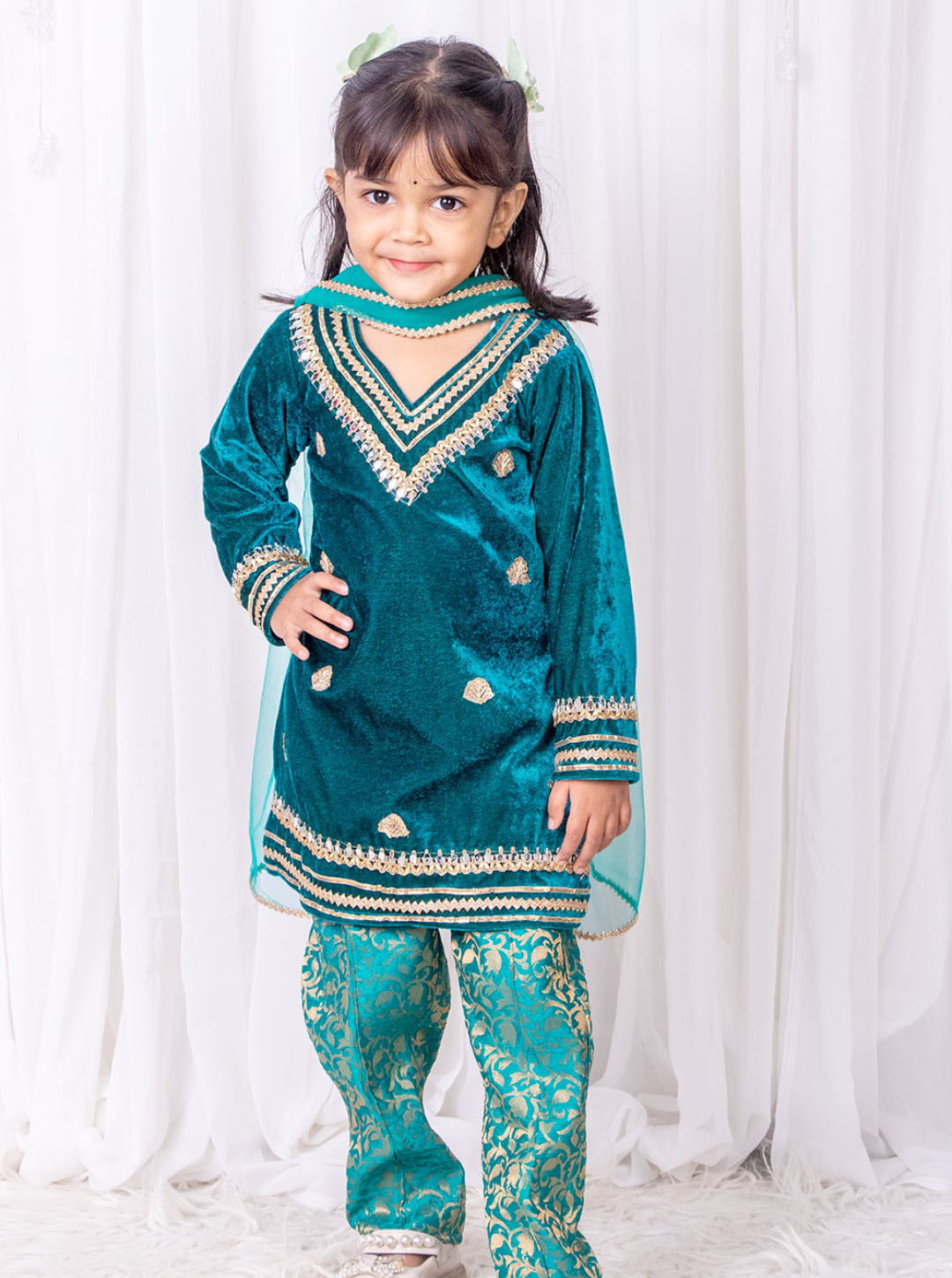 Teal Blue Velvet and Brocade Suit