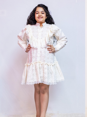 Schiffli Cotton Off White Dress