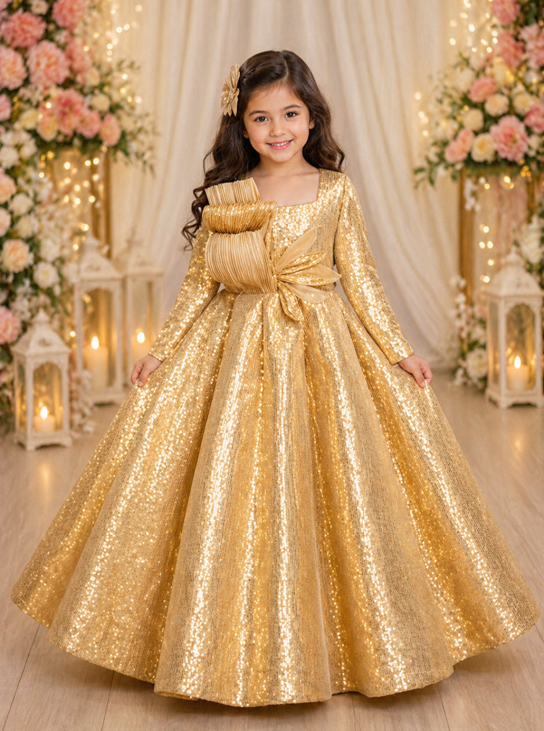 Golden Sparkle Princess Ball Gown