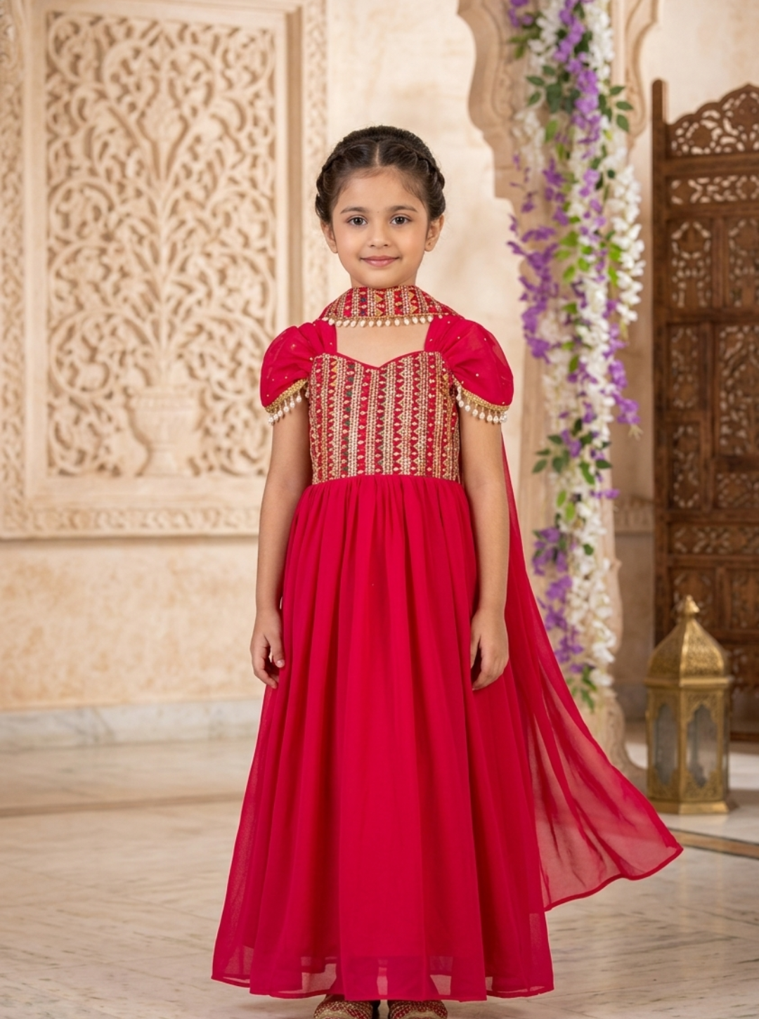 Beautiful Magenta Pink kids Anarkali