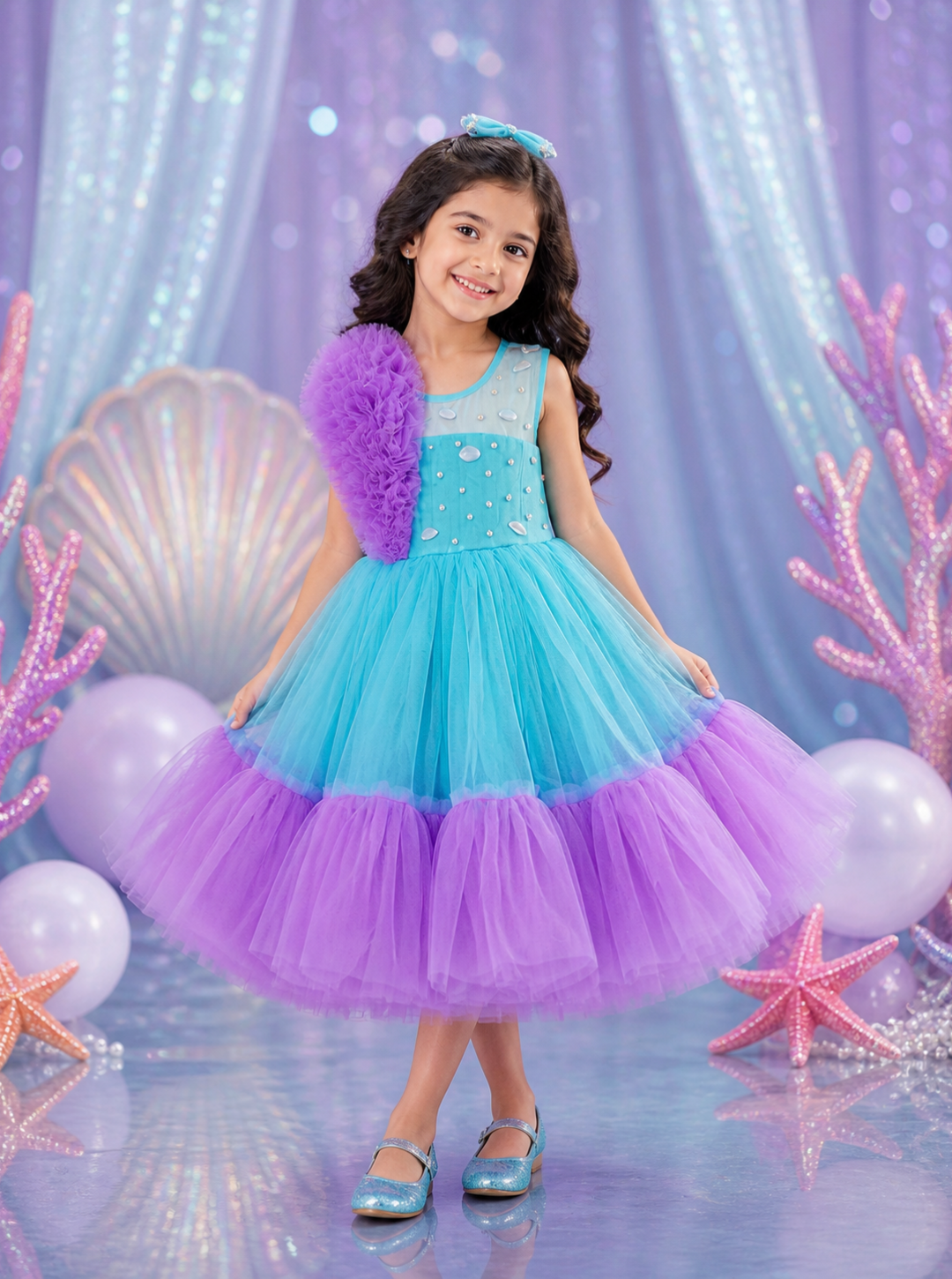 Mermaid Theme Blue and Lavender Dress