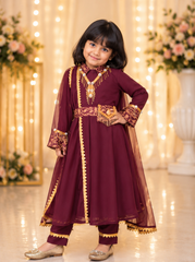 Vine collar Kids Anarkali with dupatta
