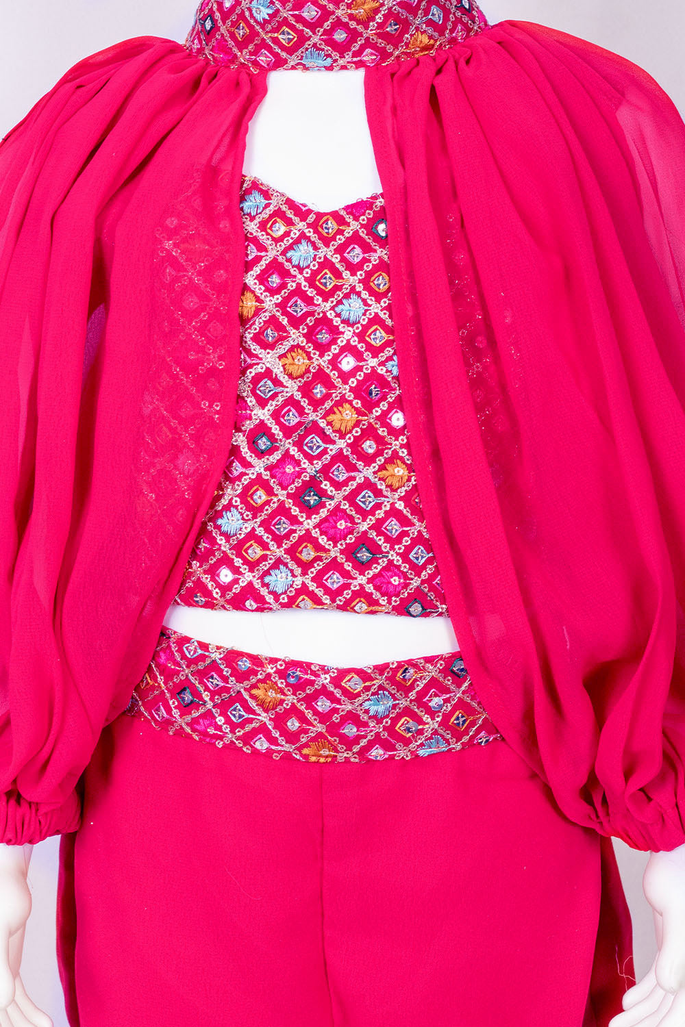 Magenta Pink Coord Set with Cape Sleeves