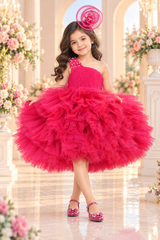 Magenta Pink Cone Ruffled Barbie Dress