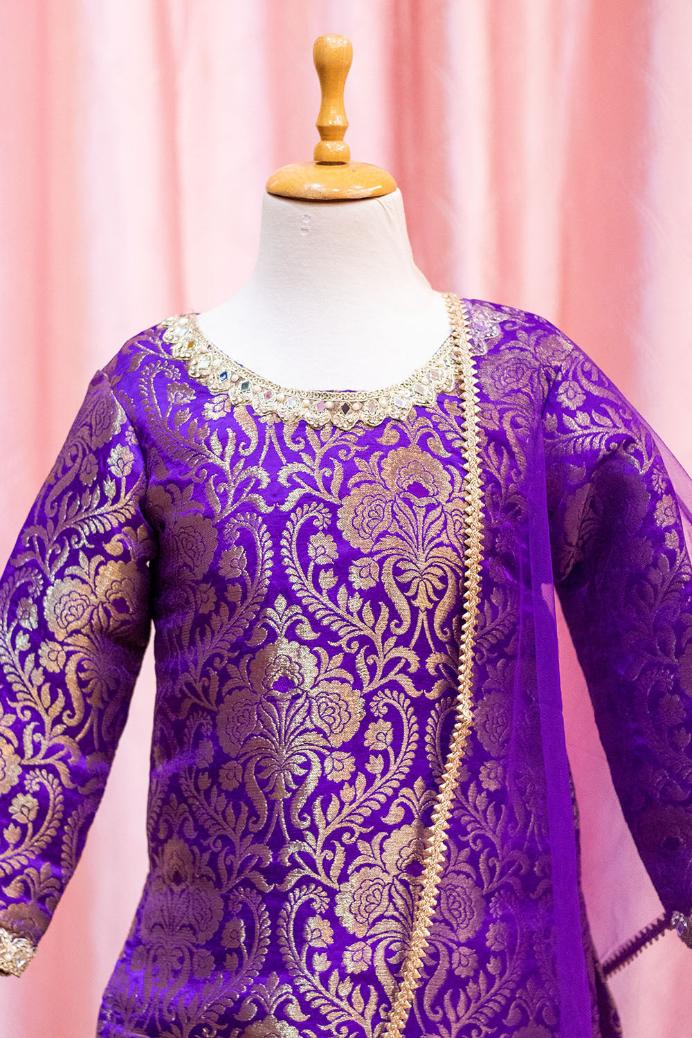 Purple Banarasi Brocade Sharara Set