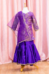 Purple Banarasi Brocade Sharara Set
