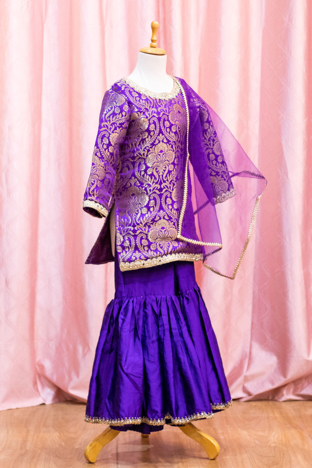 Purple Banarasi Brocade Sharara Set
