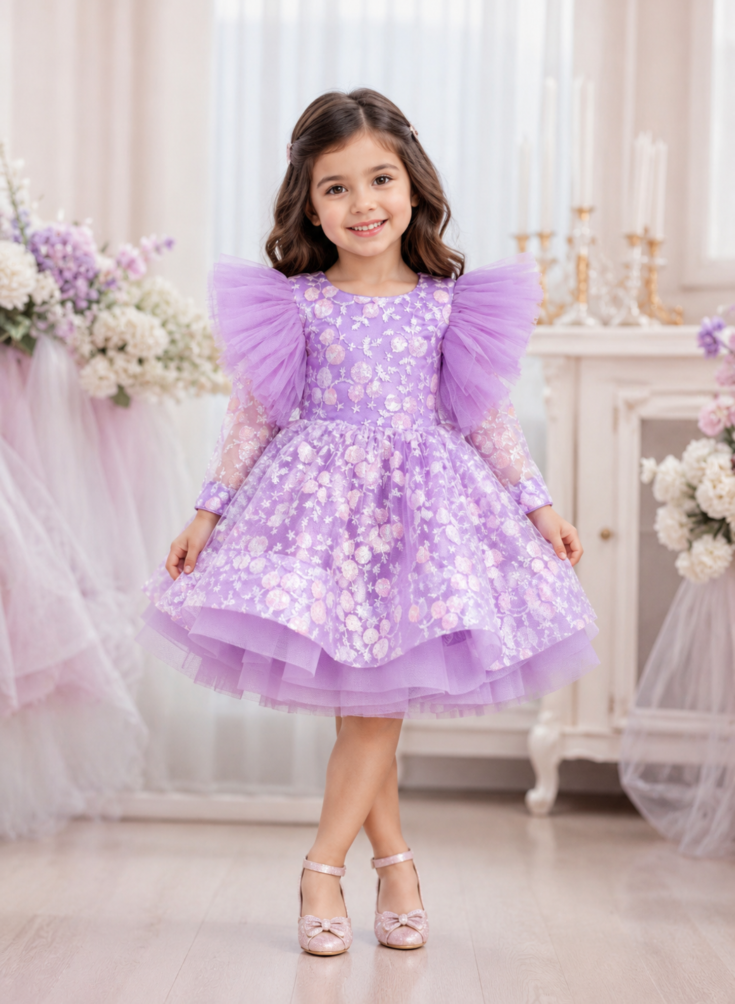 Lavender Embroidered Dress