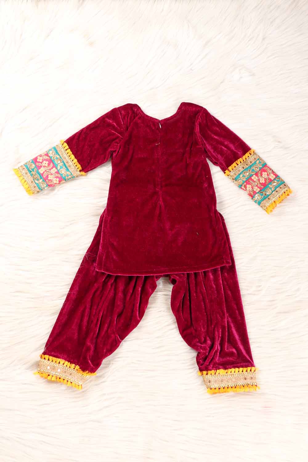 Wine Velvet Patiyala Suit