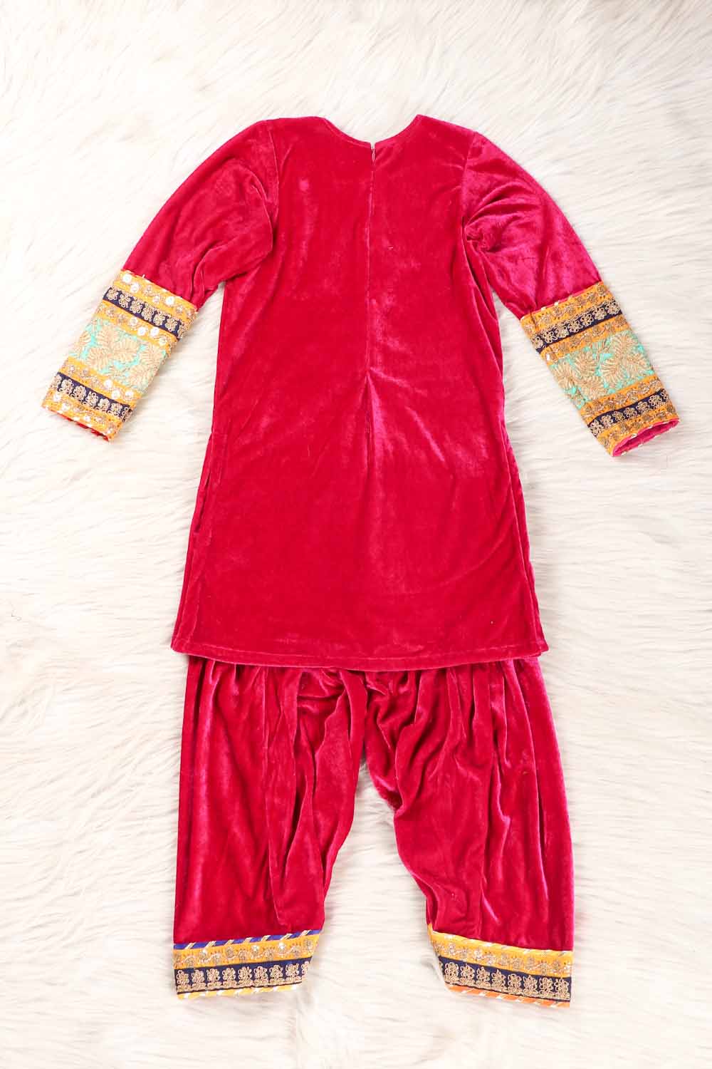 Magenta Pink Velvet Patiayala Suit