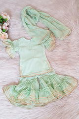 Sea Green Ethnic Sharara Suit