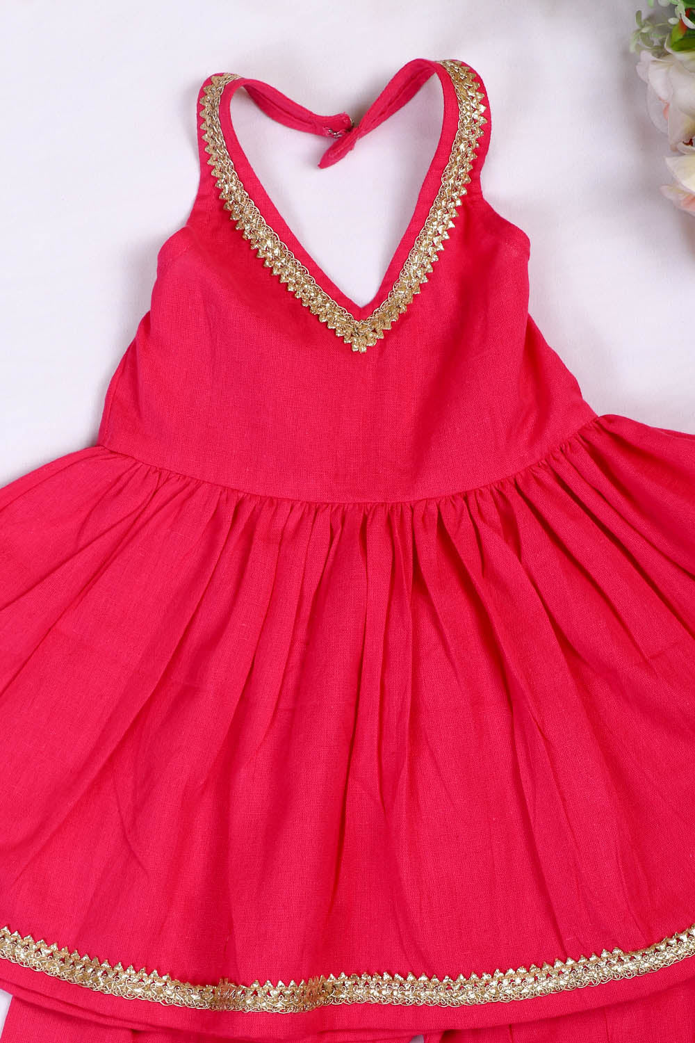 Hot Pink Kurta Pants Set