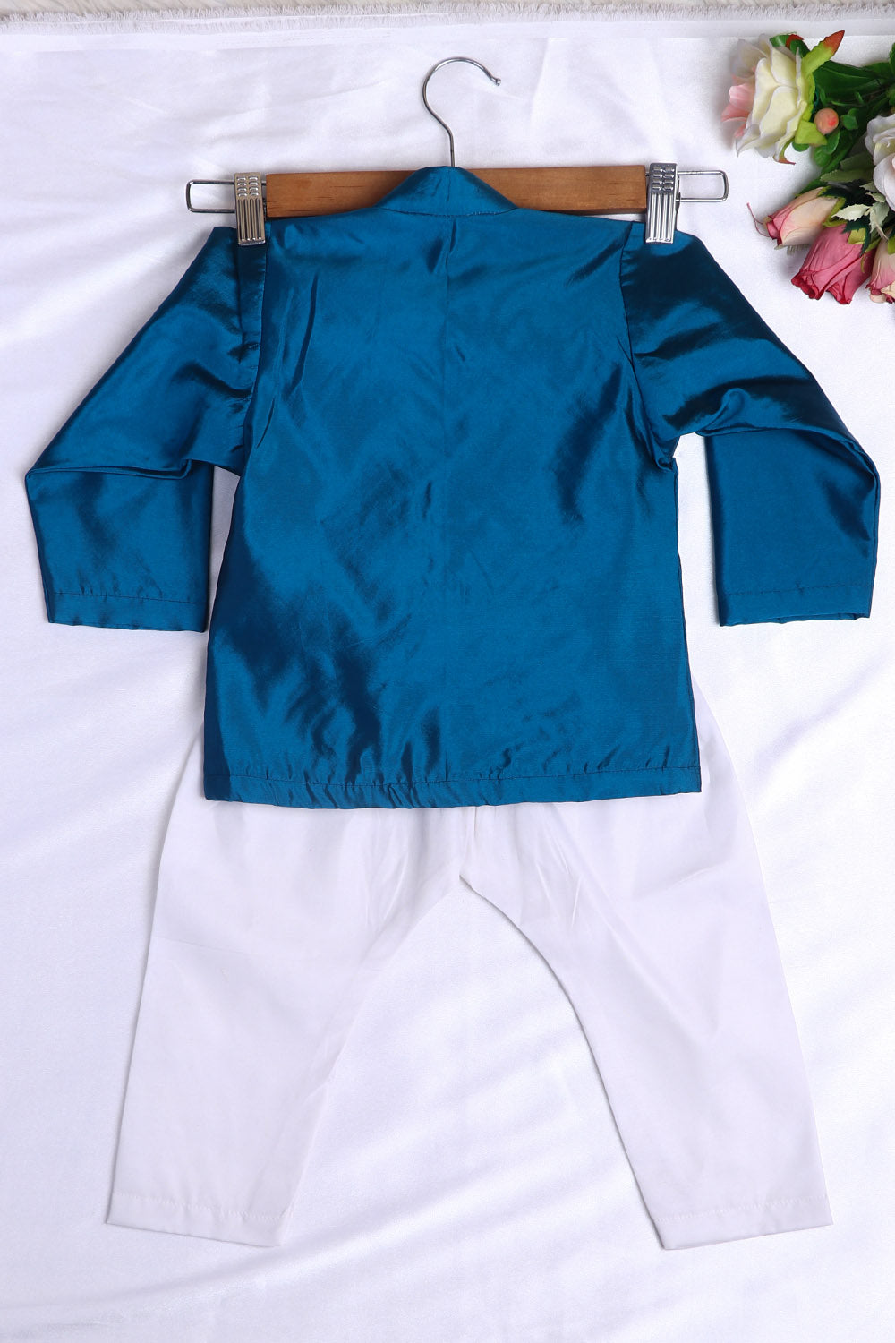 Teal Blue Kurta with White Pajama