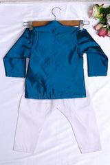 Teal Blue Kurta with White Pajama