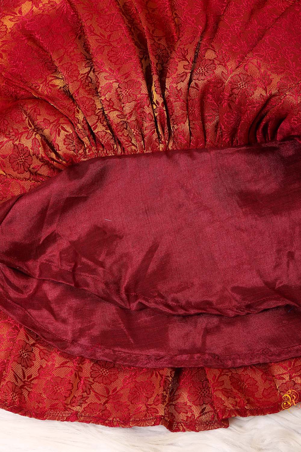 Beautiful Wine Brocade Skirt Top Set