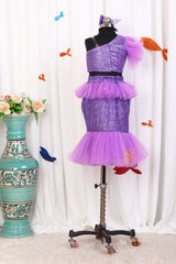 Purple Sequins Mermaid Skirt Top Set