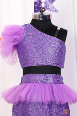 Purple Sequins Mermaid Skirt Top Set