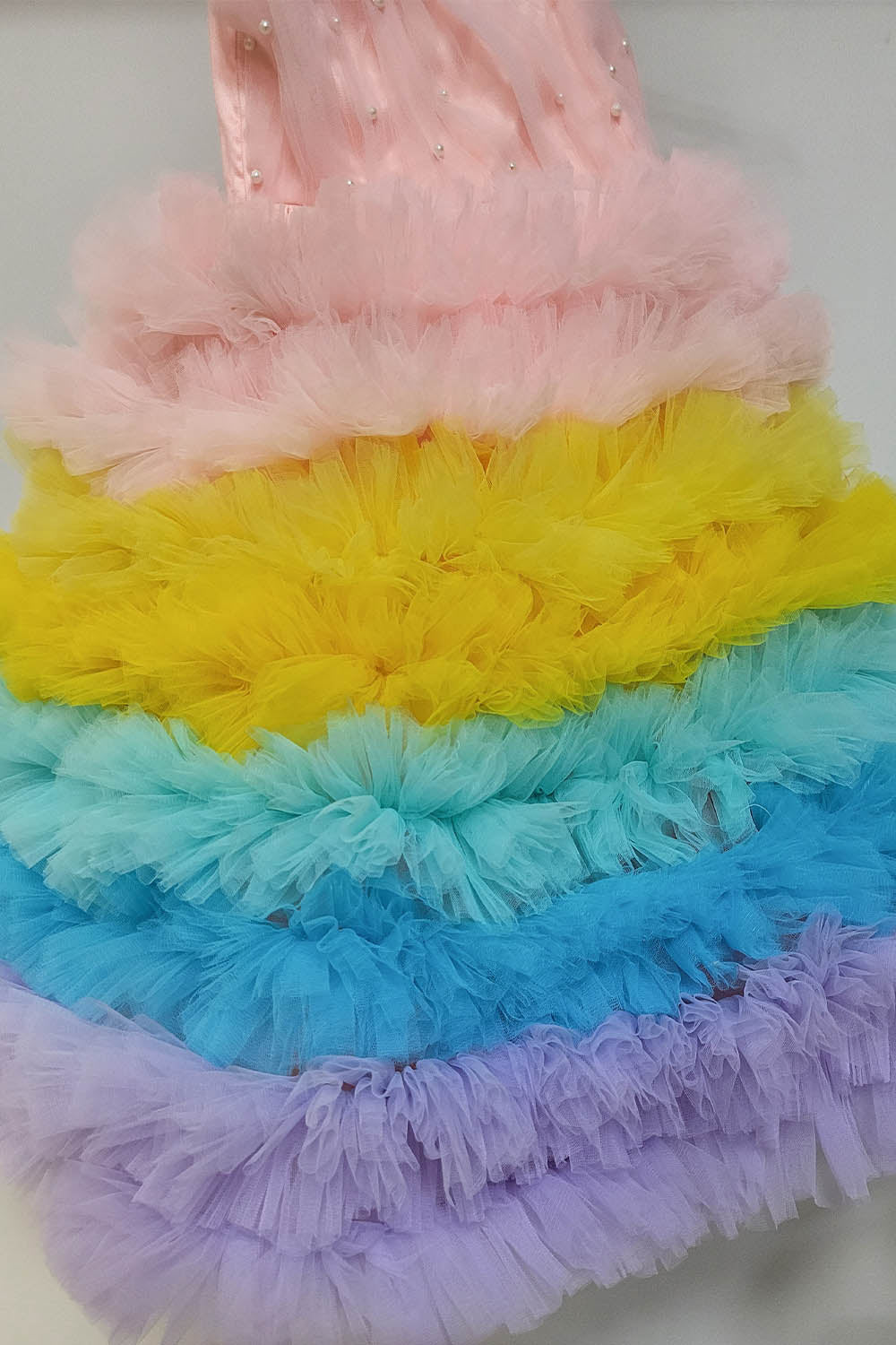 Colorfull Ruffled One Off Shoulder Gown