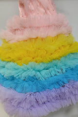 Colorfull Ruffled One Off Shoulder Gown