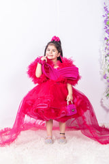 Hot pink Barbie Dress with Trail