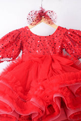 Red barbie style Dress with Trail