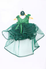 Bottle Green Little Fairy Birthday Dress with Trail