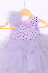 Lavender Ruffled Dress with beads work