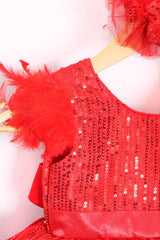 Red Imported Sequins Mini Dress
