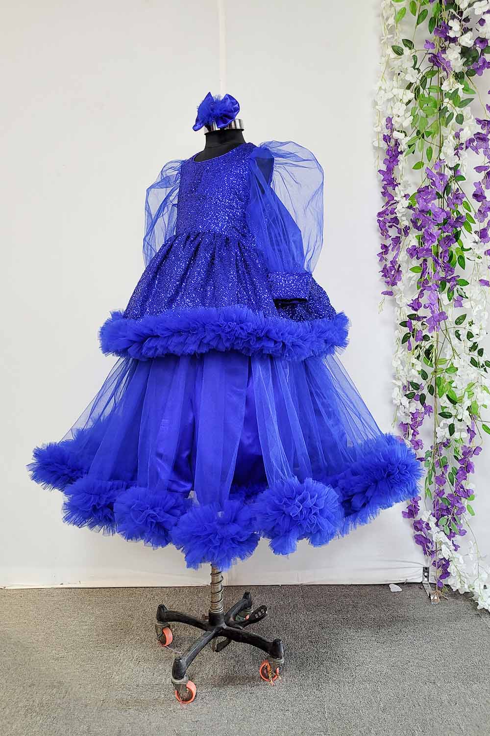 Royal Blue Sequins and Net Gown