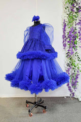 Royal Blue Sequins and Net Gown