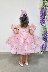 Pastel Pink Shoulder Bows Princess Dress