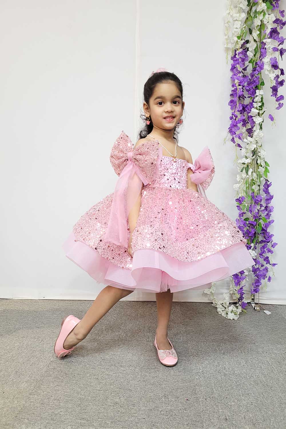 Pastel Pink Shoulder Bows Princess Dress