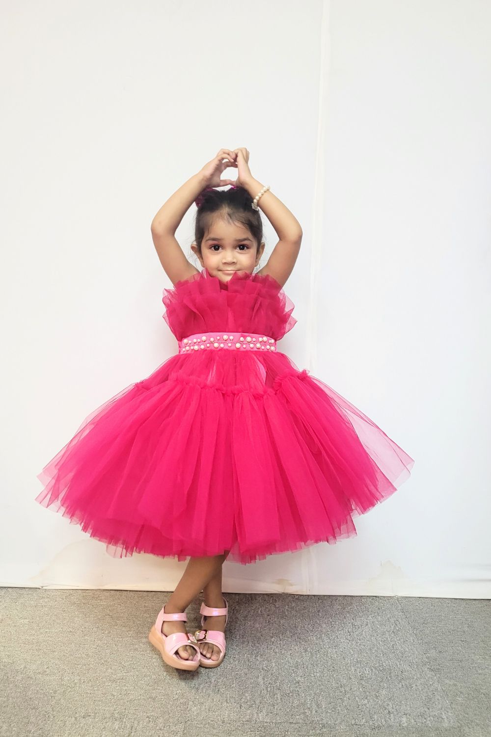 Hot Pink Ruffled Tulle Dress