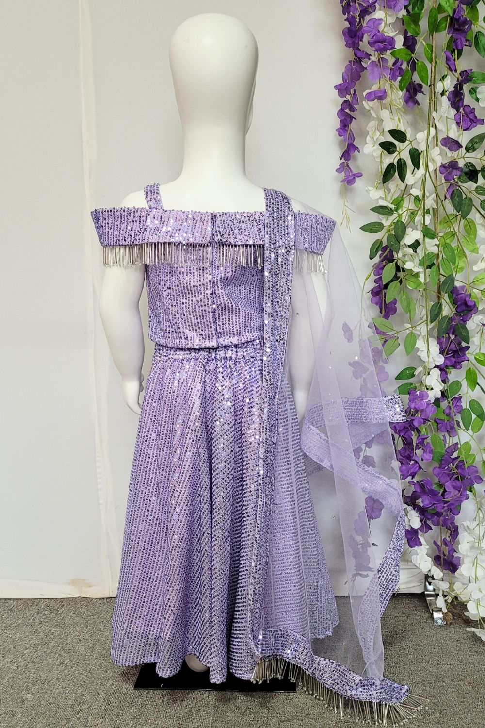 Lavender Lehenga Set For Kids
