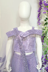 Lavender Lehenga Set For Kids