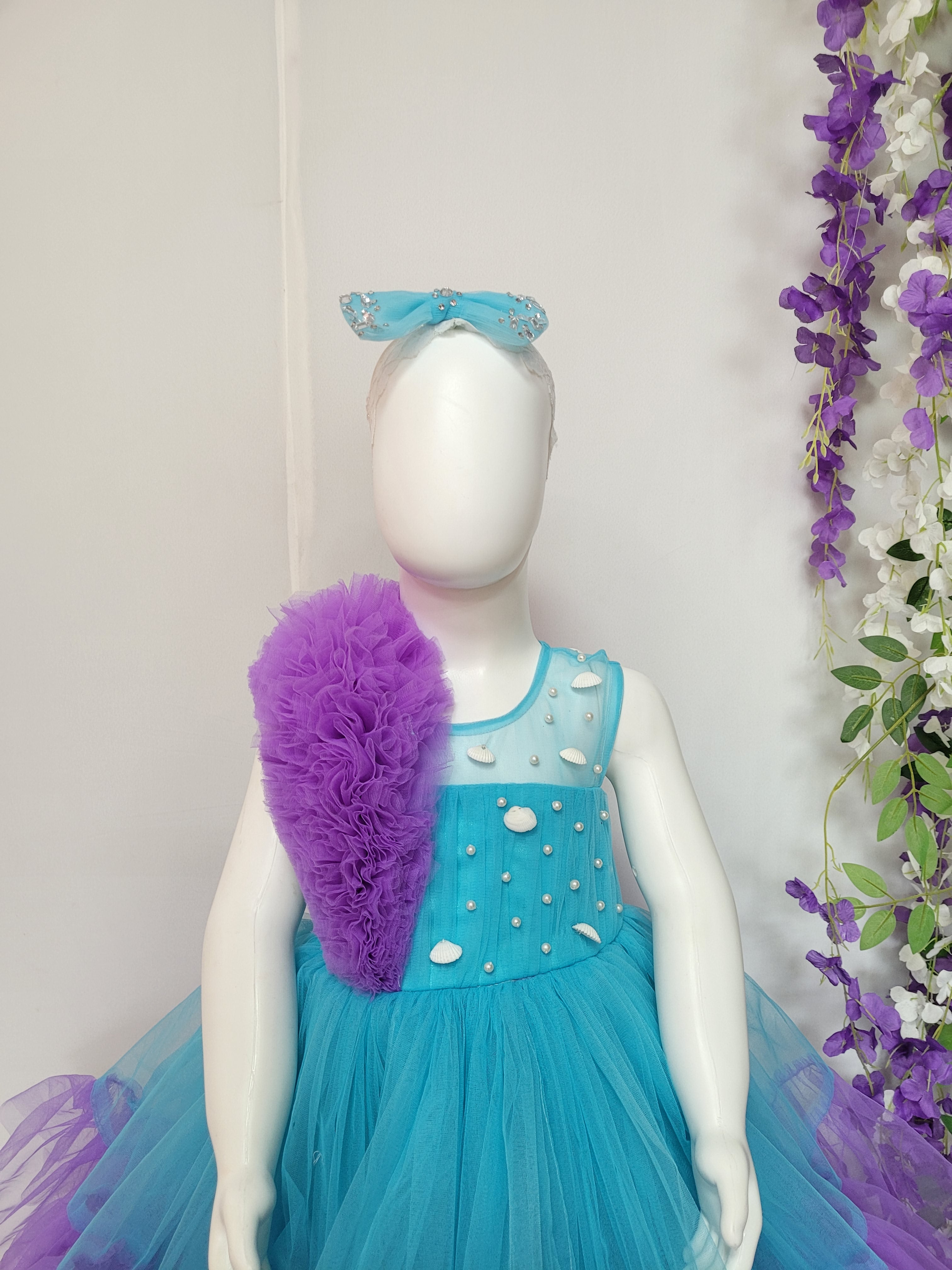 Mermaid Theme Blue and Lavender Dress