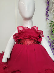 Magenta Pink Wrinkled Georgette Dress