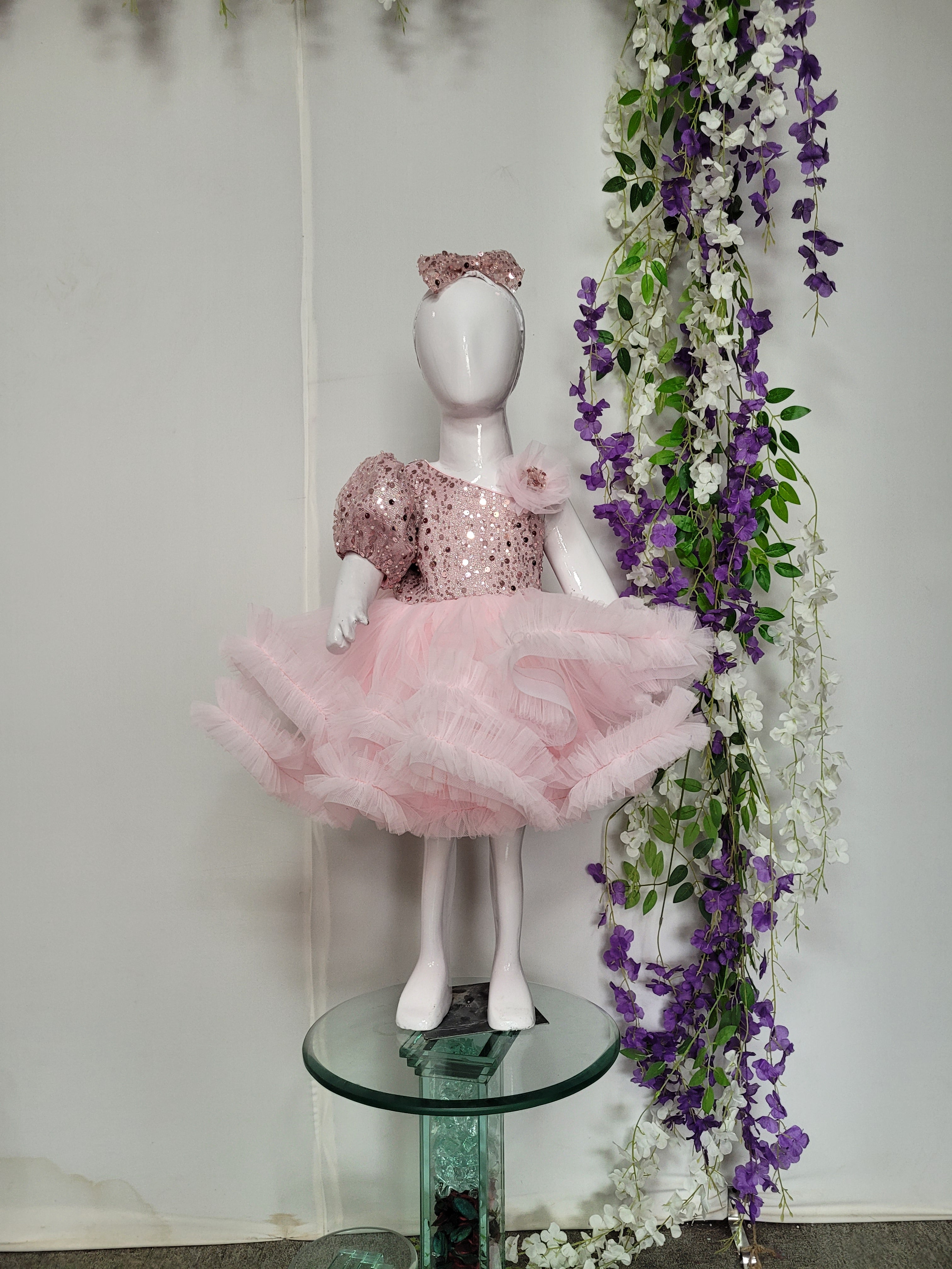 Pastel Pink Shimmer and Net Princess dress