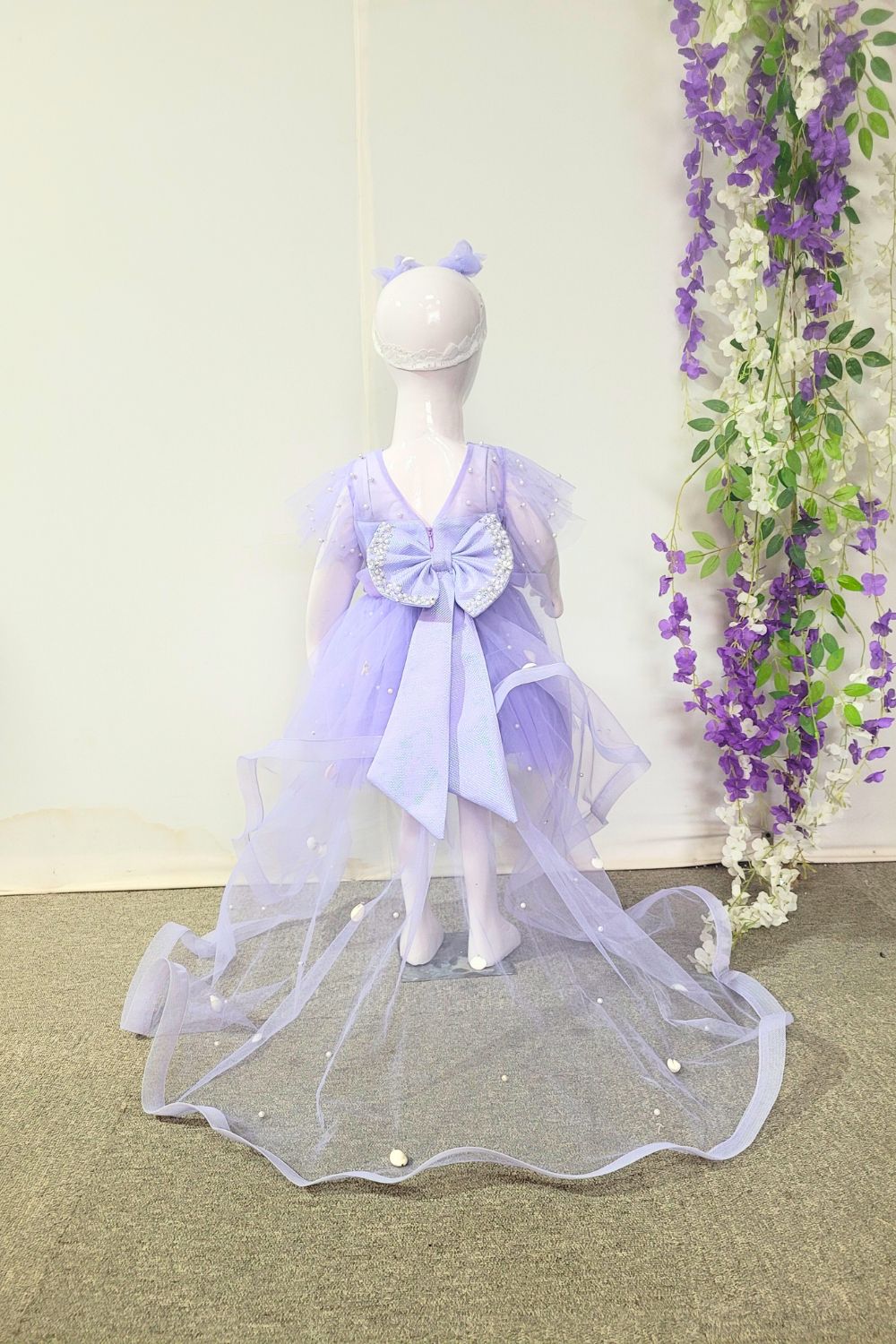 Lavender Hand Embroidered Mermaid Dress