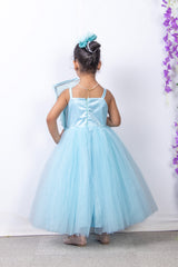 Sky Blue Elsa Theme Hand Embroidered Gown