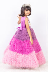 Lavender and Pink Heavily Ruffled Gown