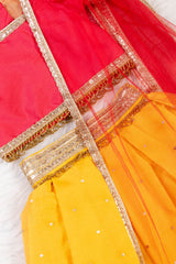 Yellow and Pink Silk Lehenga