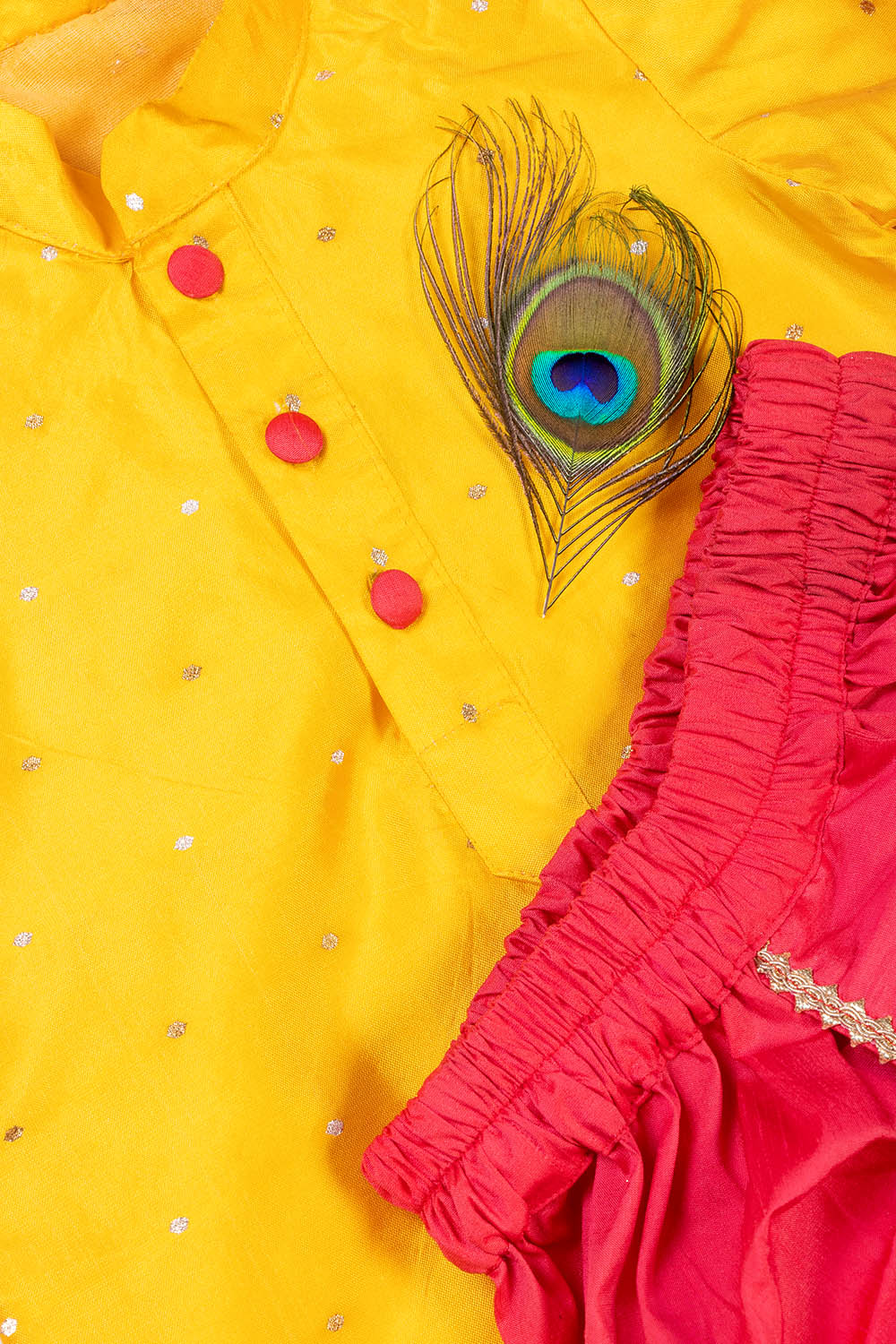 Yellow and Pink Krishna Outfit