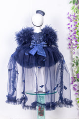 Navy Blue Barbie Dress with Trail