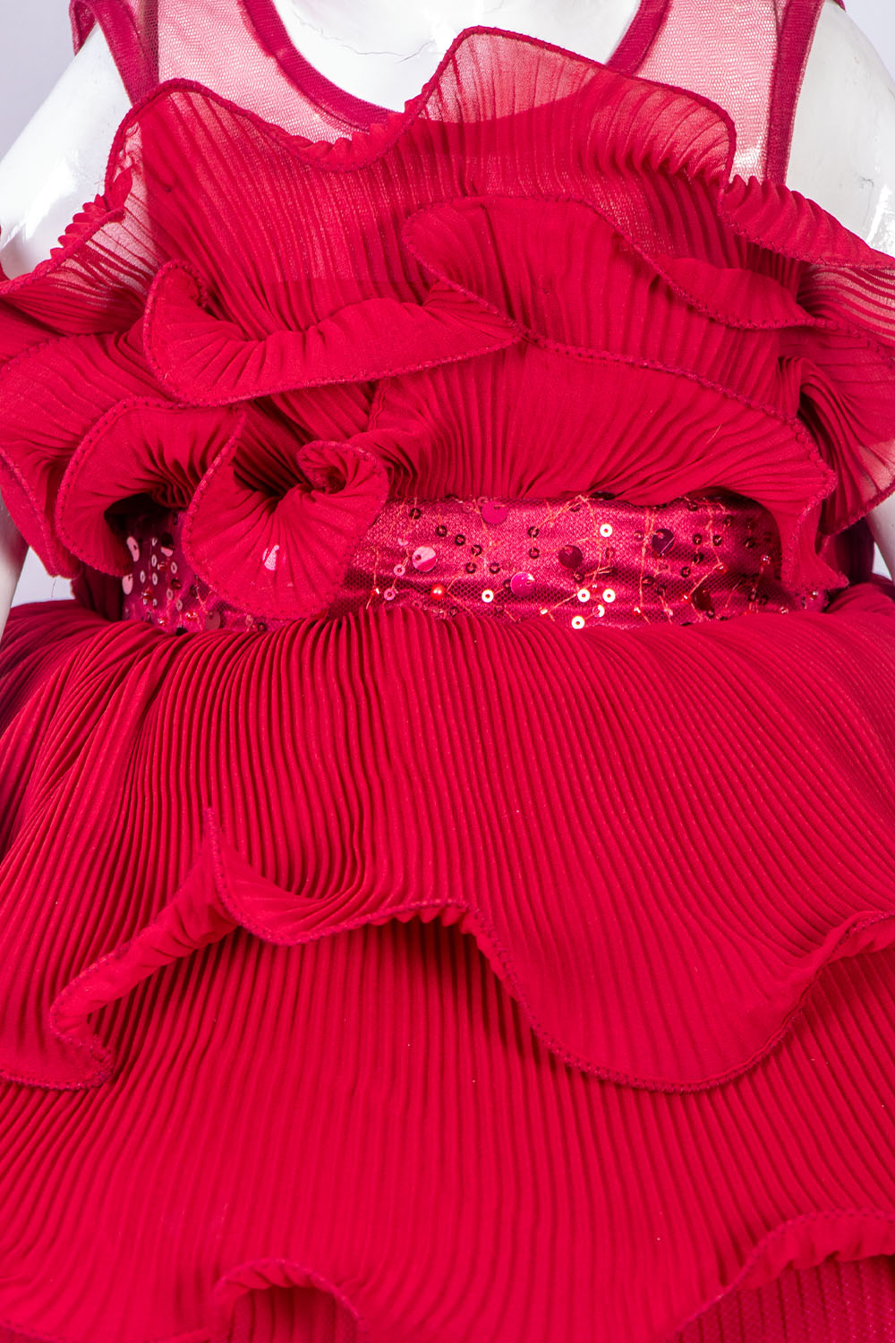 Maroon Wrinkled Georgette Dress