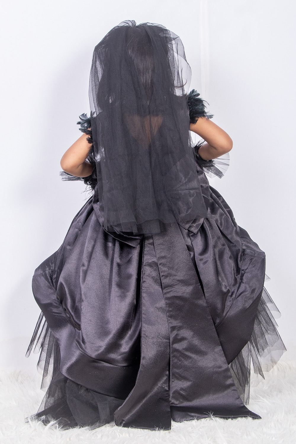 Black Satin High Low Dress