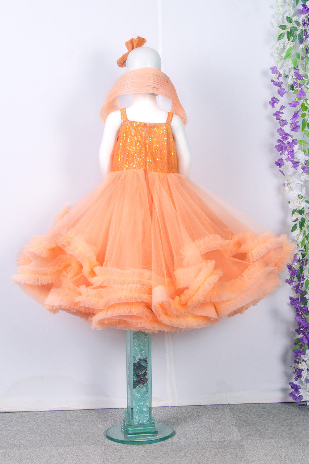 Peach Wiring Detailed Gown